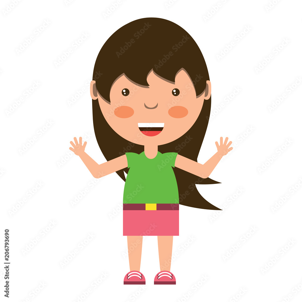 cute girl standing over white background, colorful design. vector illustration cute girl standing over white background, colorful design. vector illustration