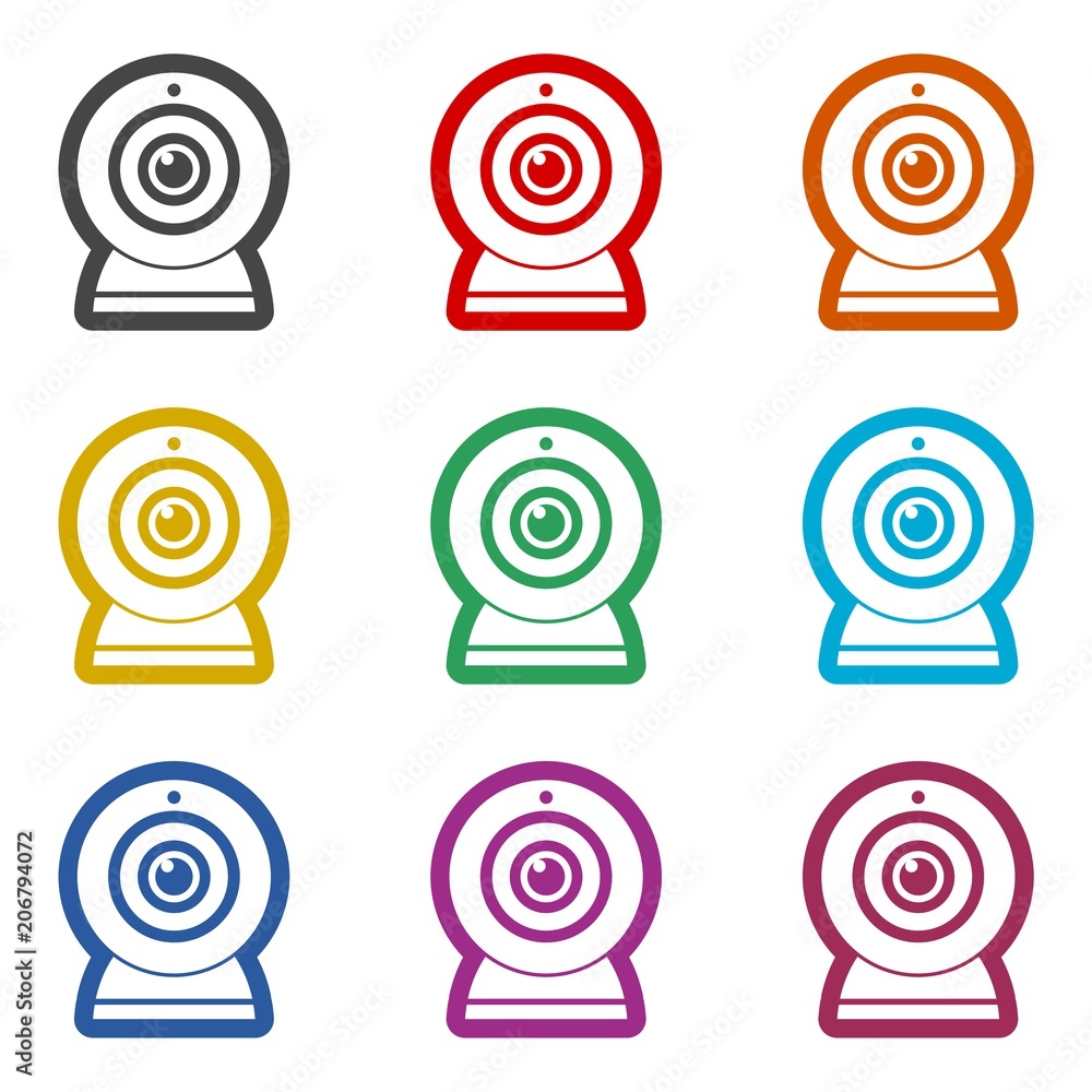 Webcam sign icon, color icons set Webcam sign icon, color icons set