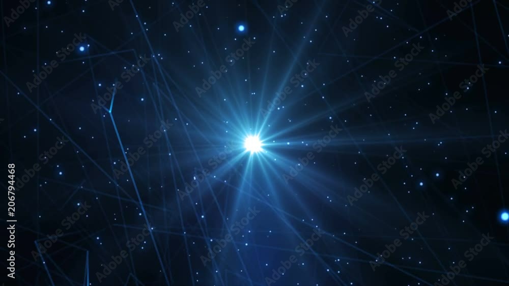 Abstract cg polygonal neon blue surface. Geometric poly light triangles motion background. Abstract cg polygonal neon blue surface. Geometric poly light triangles motion background.