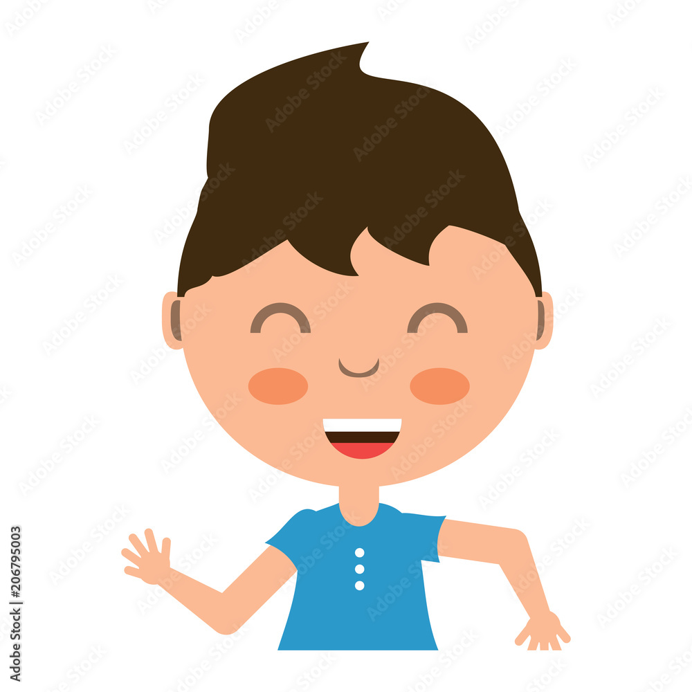 cute boy smiling  over white background, colorful design. vector illustration
