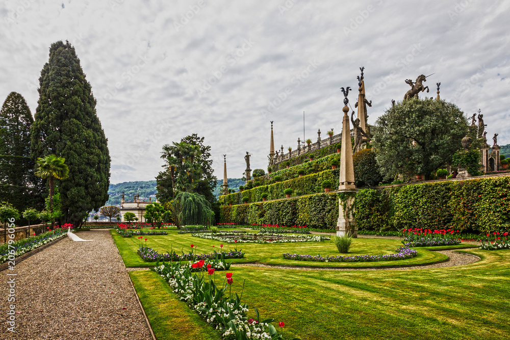 Naklejka premium Isola Bella garden of Borromeo palace, Lombardy, Italy, Lago Maggiore