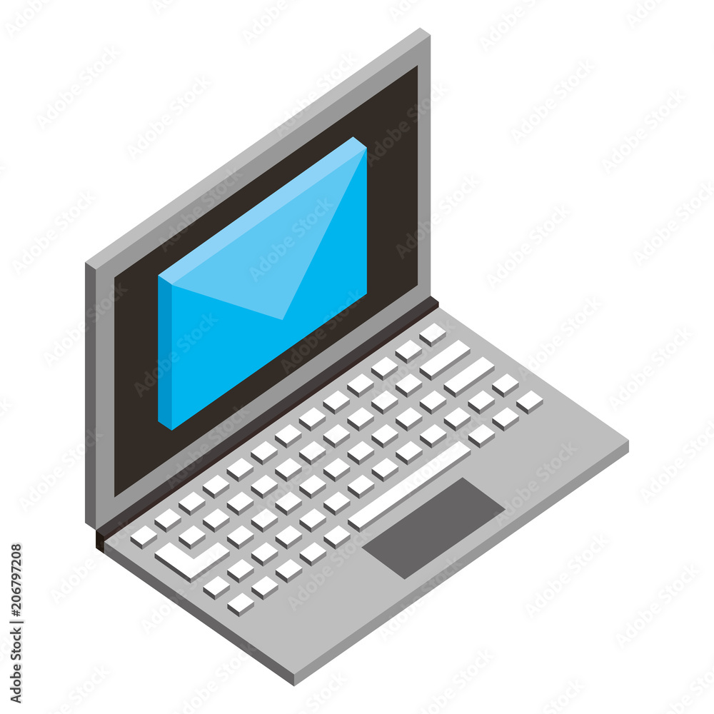 laptop computer with envelope isometric icon vector illustration design laptop computer with envelope isometric icon vector illustration design