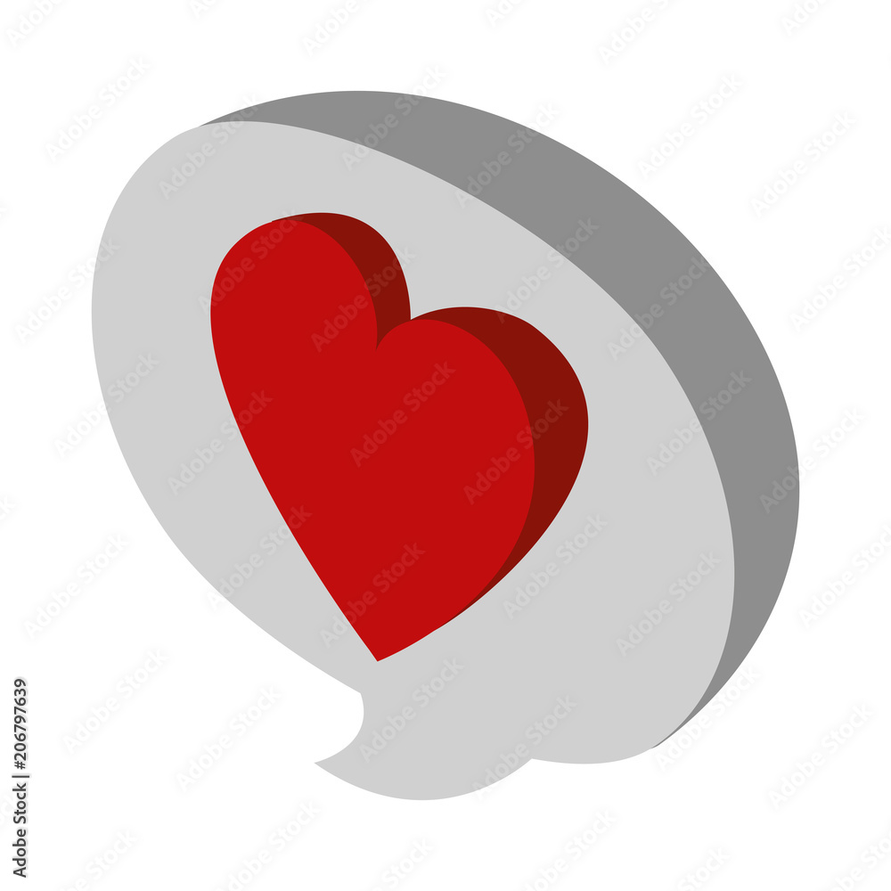 speech bubble with heart isometric icon vector illustration design