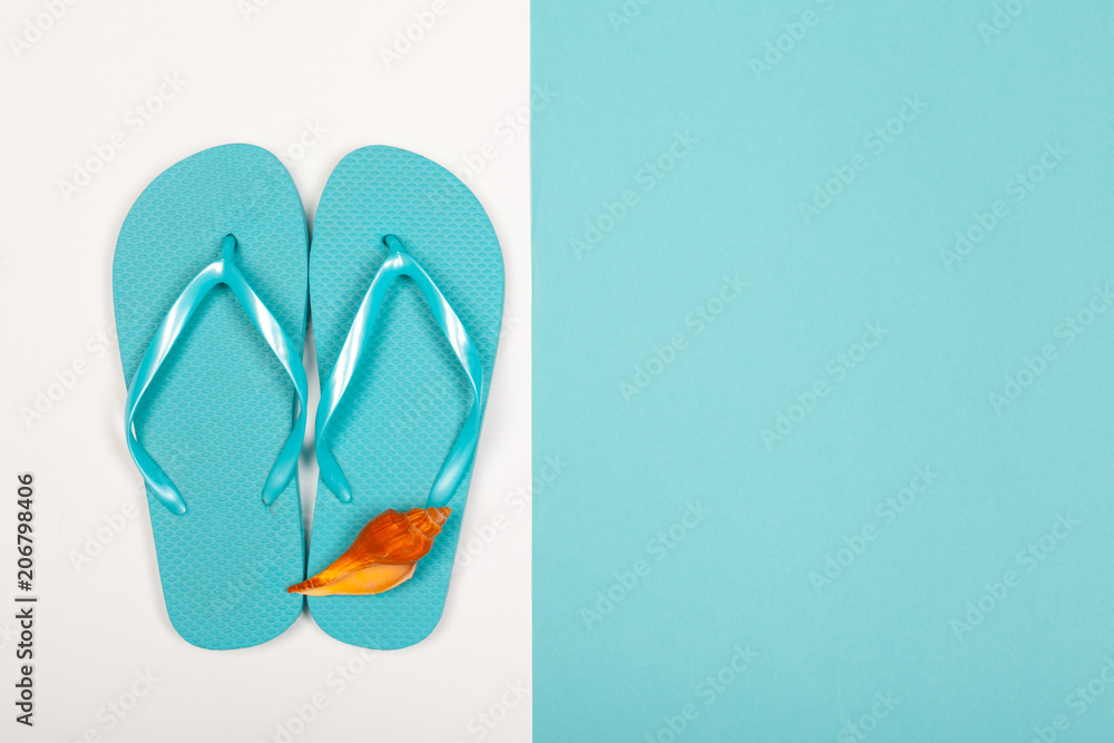 Beach flip flop on color background Beach flip flop on color background