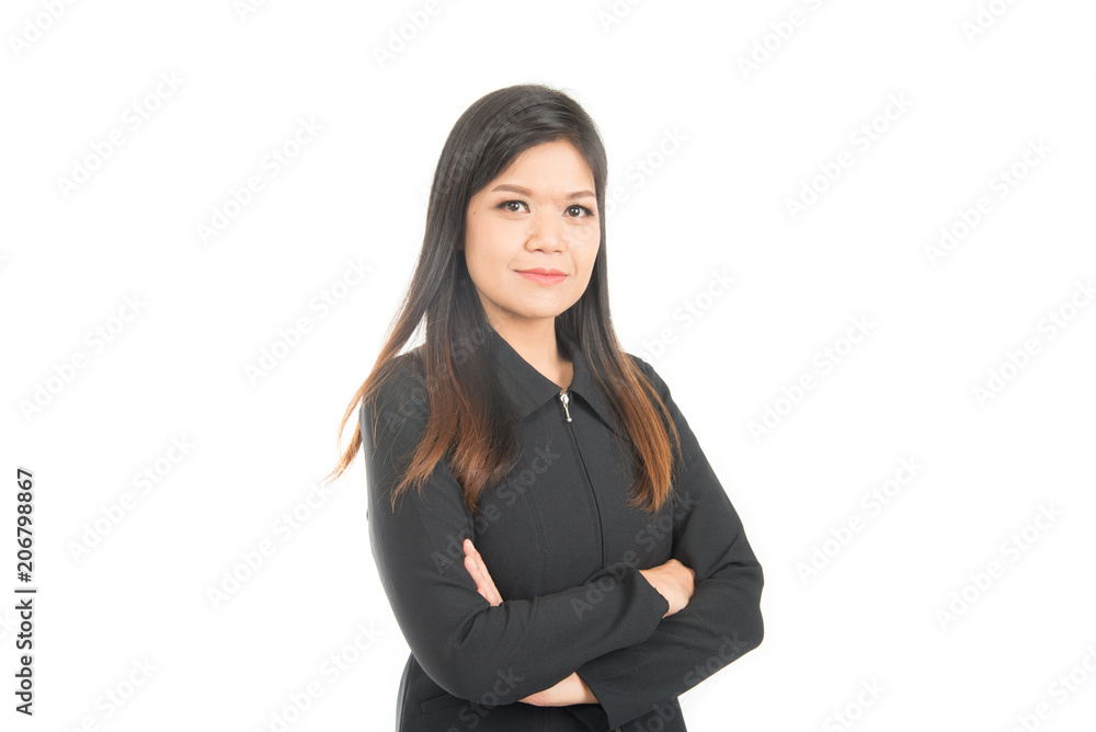 Portrait of Asian business working woman wear suit on white background Portrait of Asian business working woman wear suit on white background