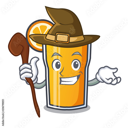 Witch orange juice mascot cartoon