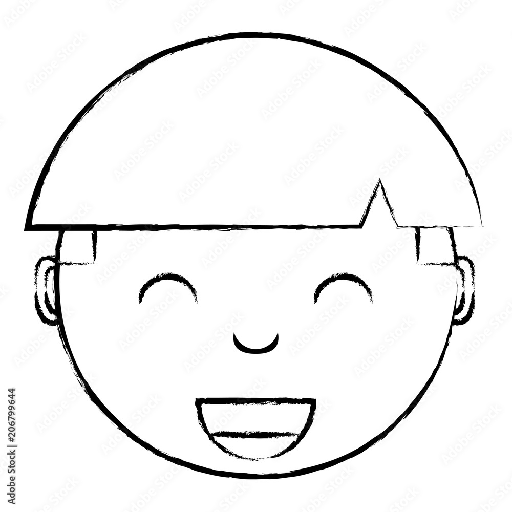 sketch of cartoon happy boy icon over white background, vector illustration sketch of cartoon happy boy icon over white background, vector illustration