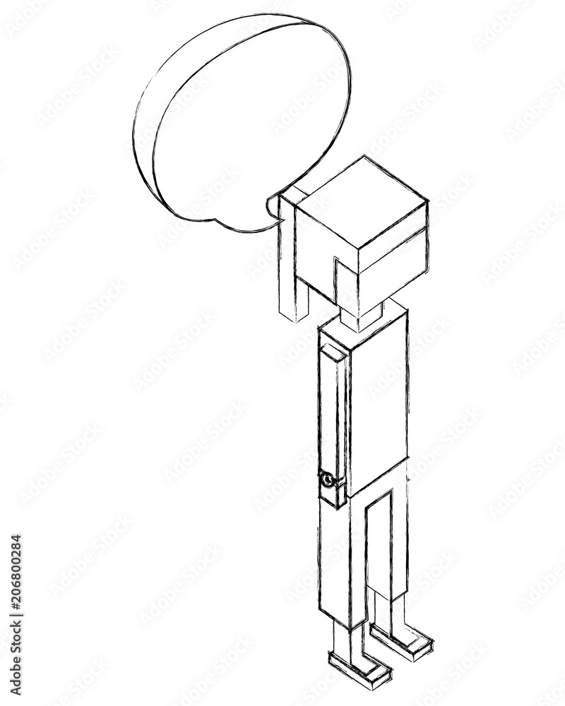 woman avatar user speech bubble isometric vector illustration sketch woman avatar user speech bubble isometric vector illustration sketch
