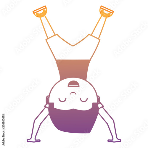 cartoon boy upside down over white background, colorful design. vector illustration