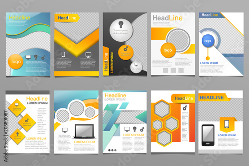 Cover design vector annual report template of brochure for business presentat...