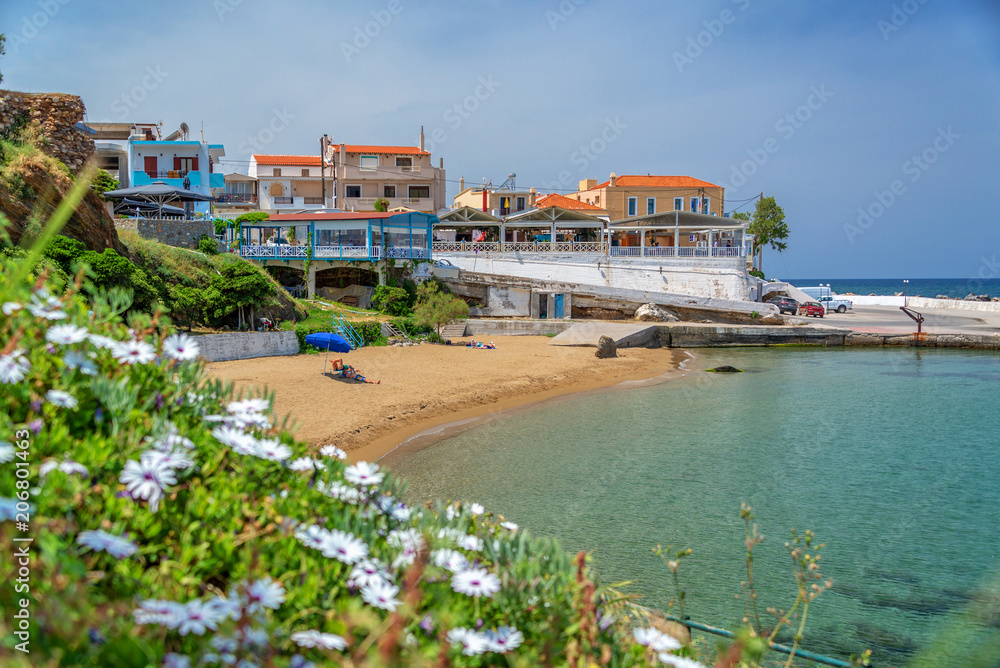 Beach and village of Panormos, Crete, Greece