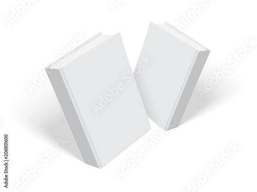 white books with thick cover isolated on white background mock up 
