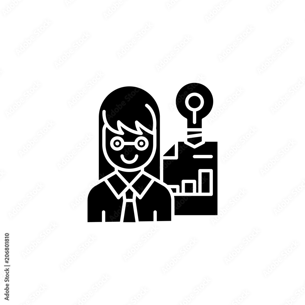 Entrepreneur black icon concept. Entrepreneur flat vector symbol, sign, illustration. Entrepreneur black icon concept. Entrepreneur flat vector symbol, sign, illustration.