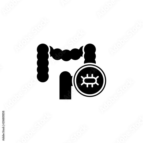 Examination of the intestine black icon concept. Examination of the intestine flat  vector symbol, sign, illustration.