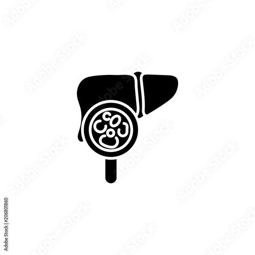 Examination of the liver black icon concept. Examination of the liver flat  vector symbol, sign, illustration.
