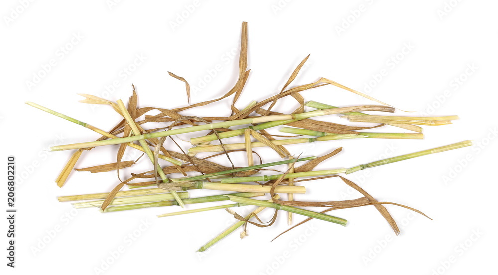 Straw pile isolated on white background and texture, top view Straw pile isolated on white background and texture, top view