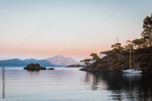 Fototapeta Naklejka Na Ścianę i Meble -  Boat in Aegean Sea. Bodrum Mugla, Turkey