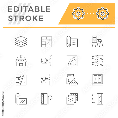 Set line icons of insulation