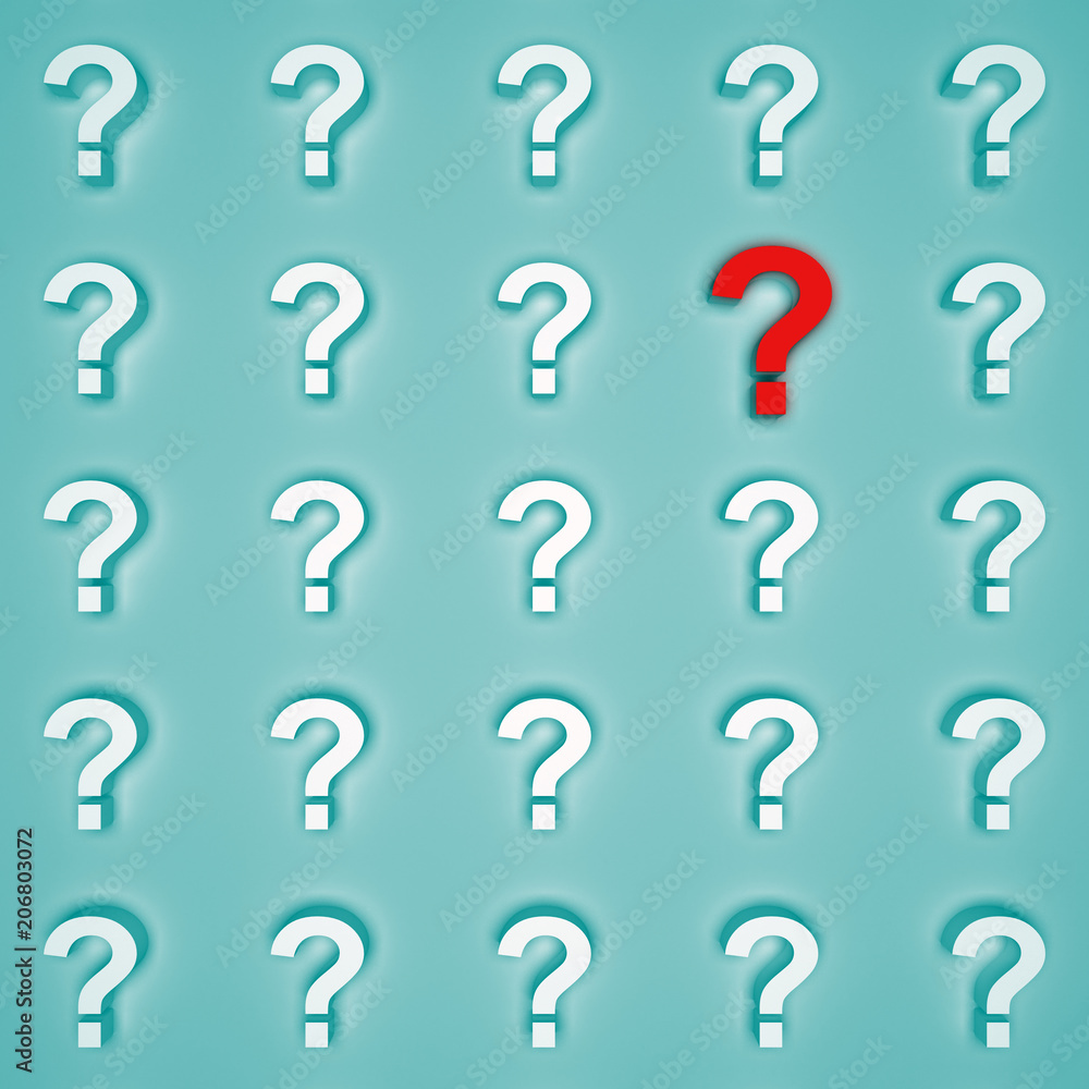 red question mark among the many white red question mark among the many white