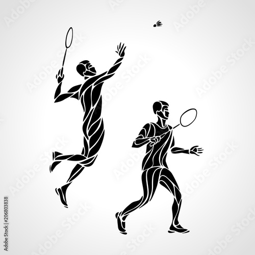 Abstract mens doubles badminton players ector eps10