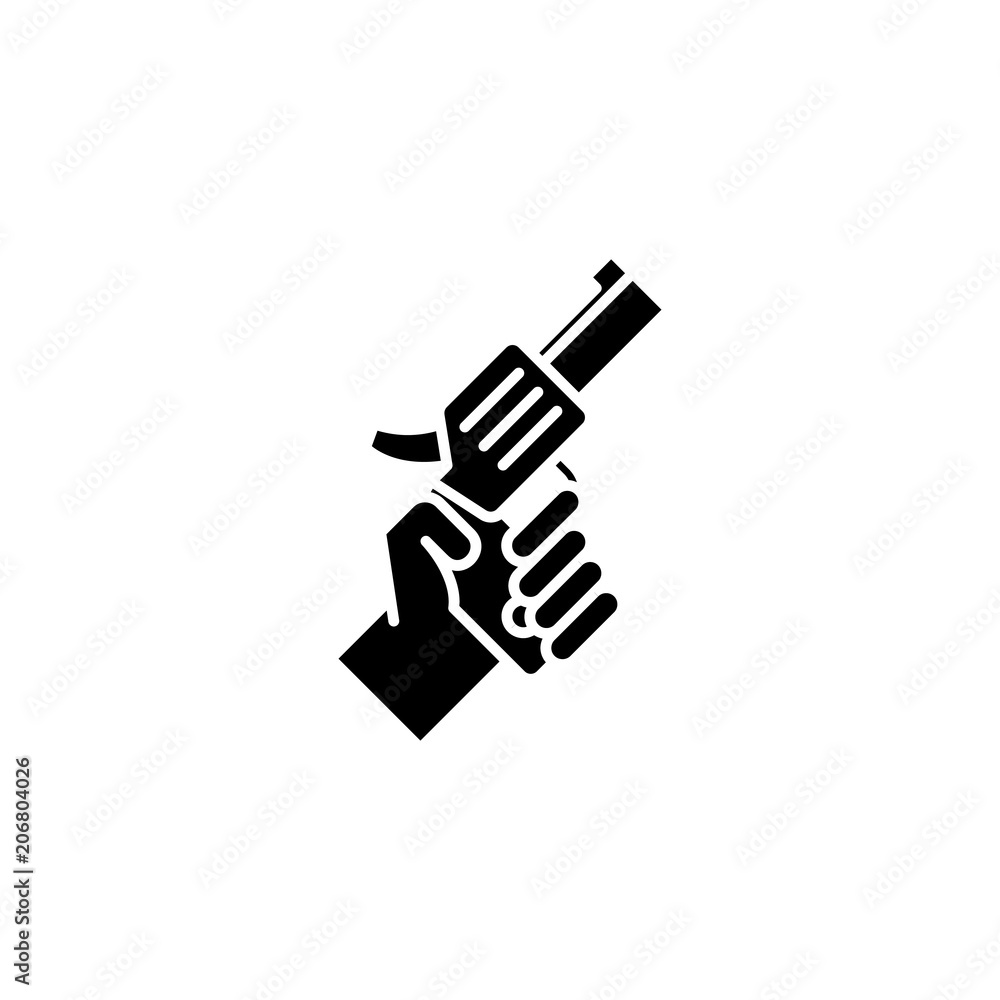Gun black icon concept. Gun flat vector symbol, sign, illustration. Gun black icon concept. Gun flat vector symbol, sign, illustration.