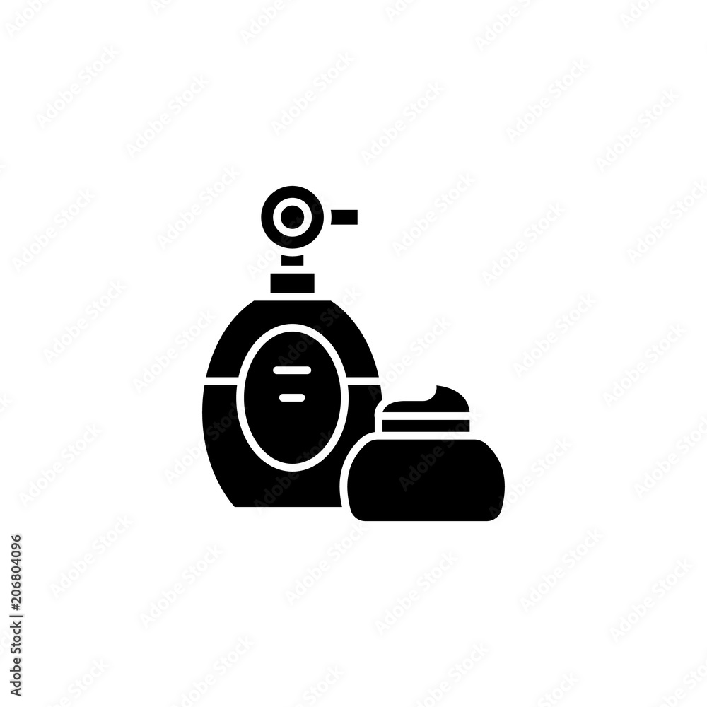 Hair gel foam black icon concept. Hair gel foam flat vector symbol, sign, illustration. Hair gel foam black icon concept. Hair gel foam flat vector symbol, sign, illustration.