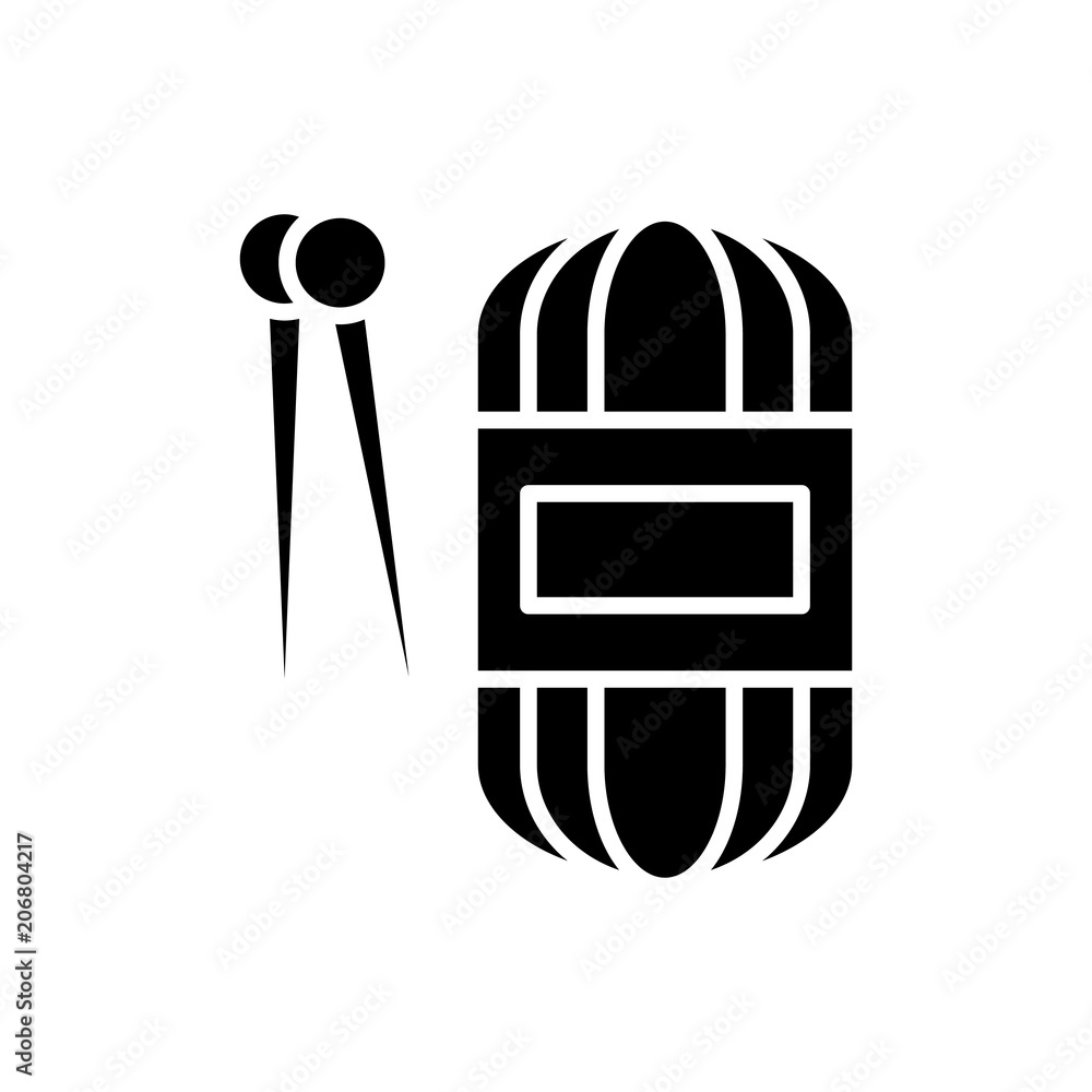 Hand-knit black icon concept. Hand-knit flat vector symbol, sign, illustration. Hand-knit black icon concept. Hand-knit flat vector symbol, sign, illustration.