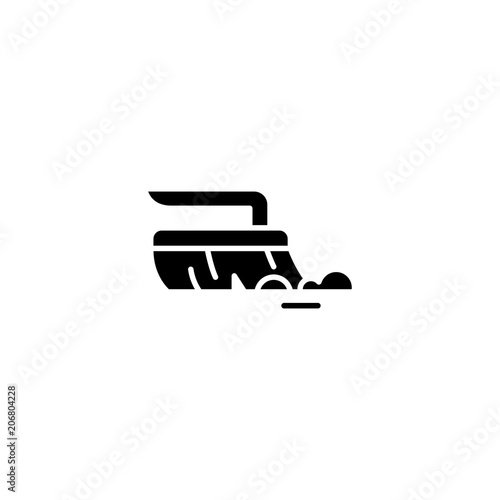 Hand-scrubbing brush black icon concept. Hand-scrubbing brush flat  vector symbol, sign, illustration.