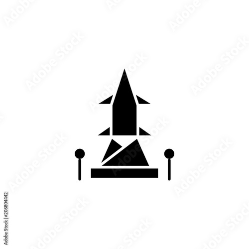 High-tension tower black icon concept. High-tension tower flat  vector symbol, sign, illustration.