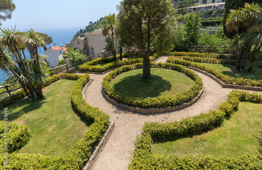 Garden at Villa Rufolo in Ravello. Amalfi Coast Italy