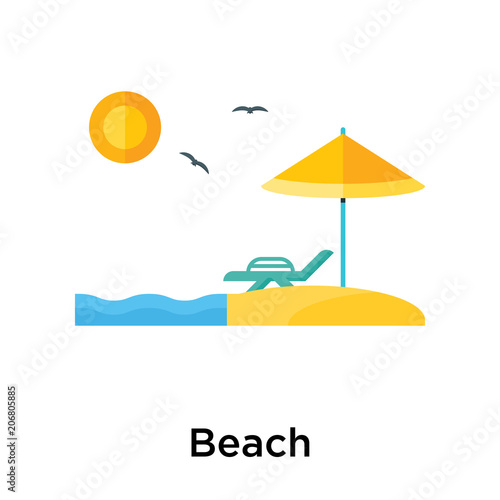 Beach icon vector sign and symbol isolated on white background