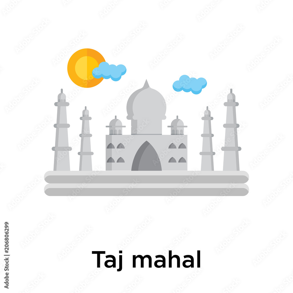 Taj mahal icon vector sign and symbol isolated on white background