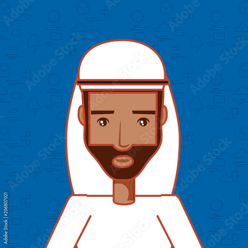 cartoon arabic man icon over blue background, colorful design. vector illustration