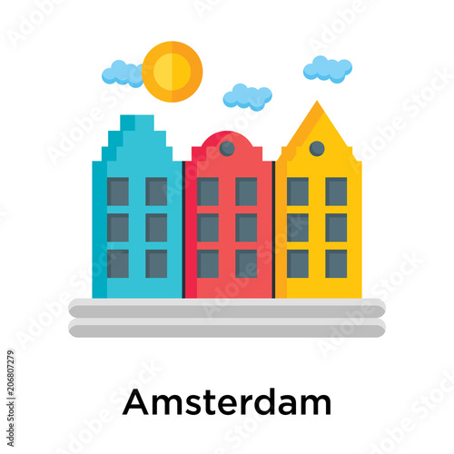 Amsterdam icon vector sign and symbol isolated on white background