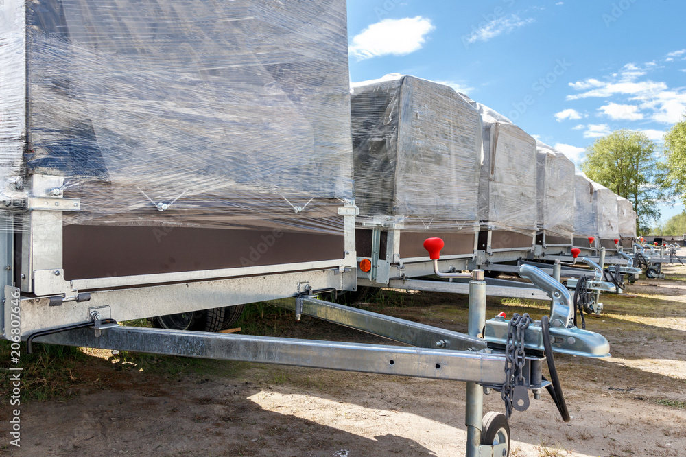 new passenger trailer designed for cargo, outdoor Parking