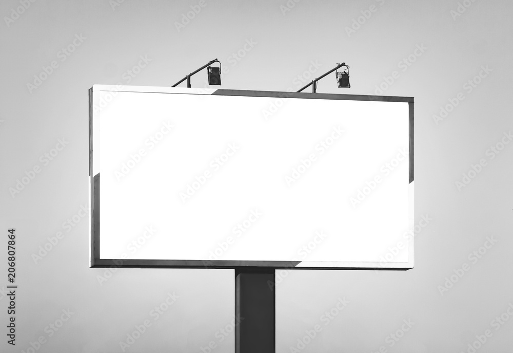 Blank horizontal billboard against a sky. Blank horizontal billboard against a sky.