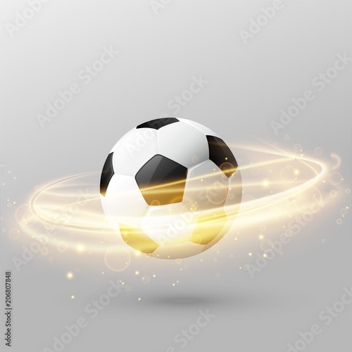 isolated football with shiny light ring effect