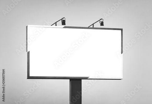 Blank horizontal billboard against a sky. photo