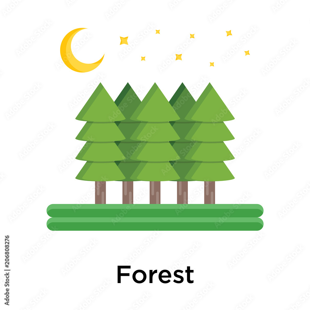 Fototapeta premium Forest icon vector sign and symbol isolated on white background