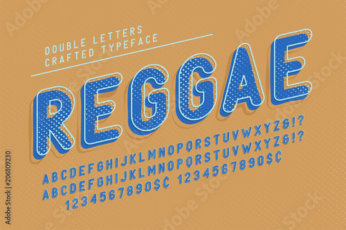 Reggae condensed display font popart design, alphabet, letters