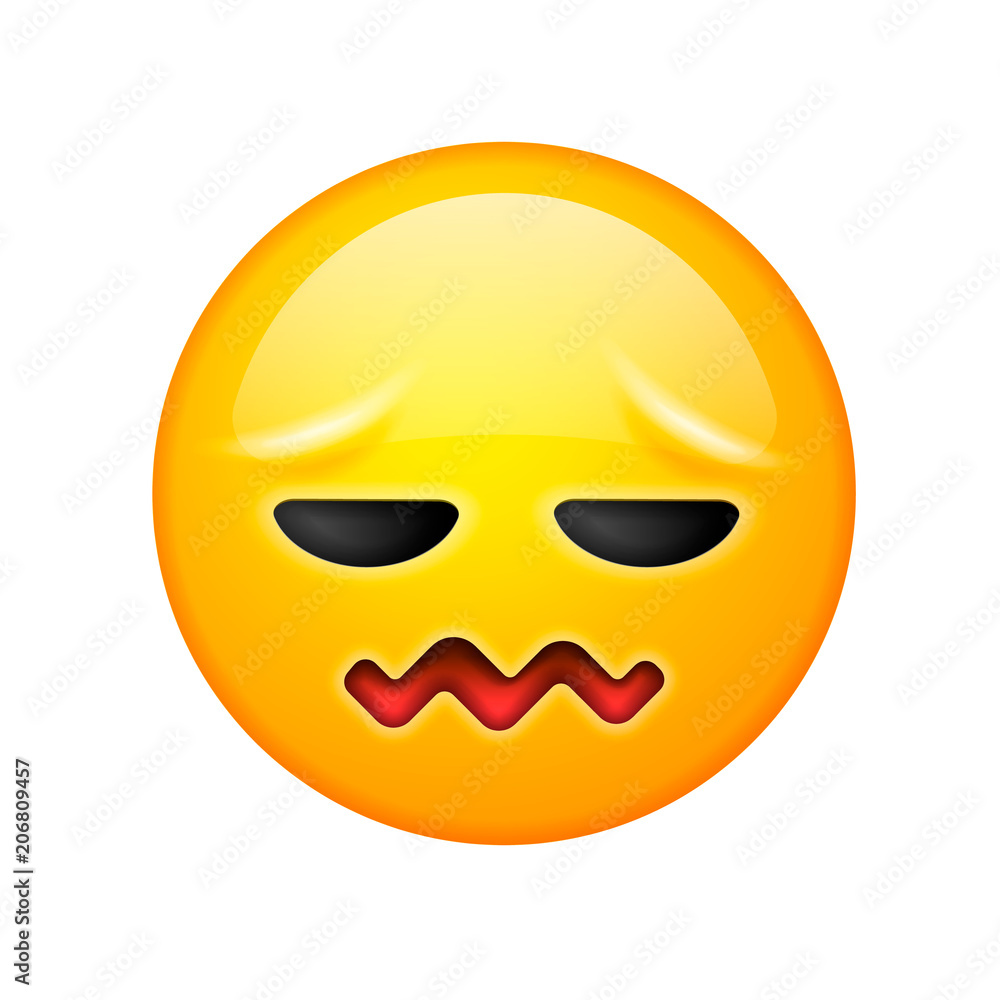 Fototapeta premium A smiley face with frustrated expressions, confounded emoji icon design, vector illustration.