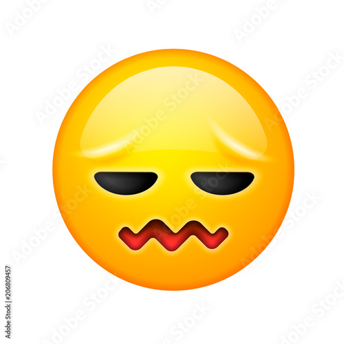 A smiley face with frustrated expressions, confounded emoji icon design, vector illustration.