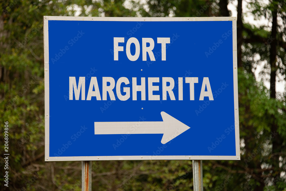 Sign for Fort Margherita in Kuching, Borneo