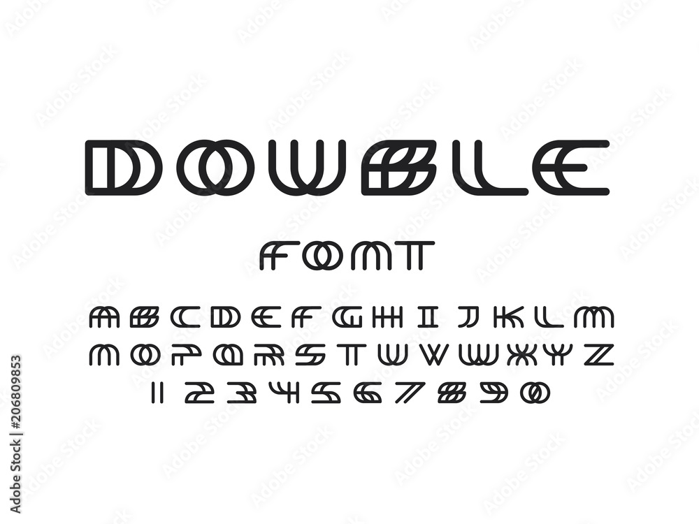 Double font. Vector alphabet Double font. Vector alphabet