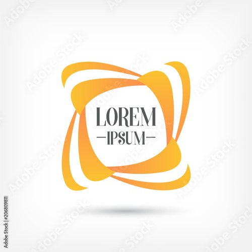 orange square vector logo design template, unity icon, weave negative space, community symbol, vector illustration