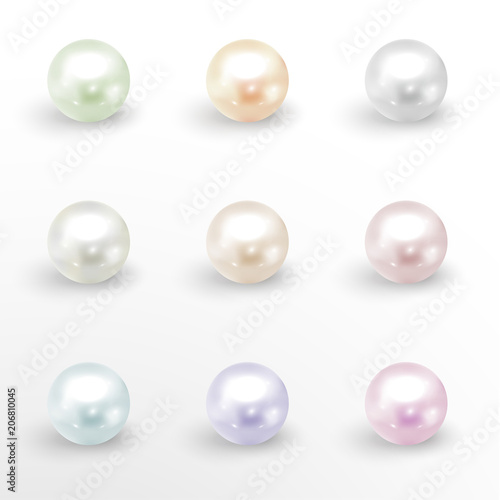 Set of pearls in different colors - eps10 vector