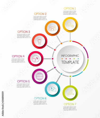 Layout of infographic with colorful icons. Vector.