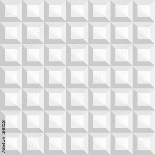 Seamless 3d white square background with relief texture - eps10 vector