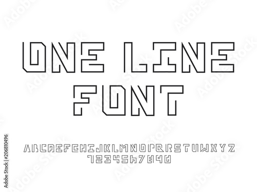 One line font. Vector 