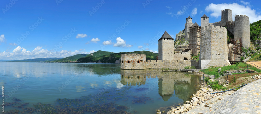 Naklejka premium Panoramic view of Golubac fortress